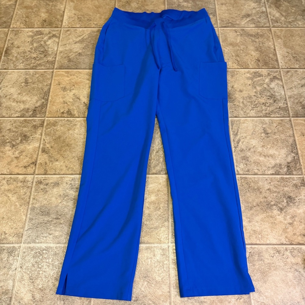 Mandala Equa-Tek Royal Blue Cargo Scrub Pants Womens Tall Large T-L Straight Leg